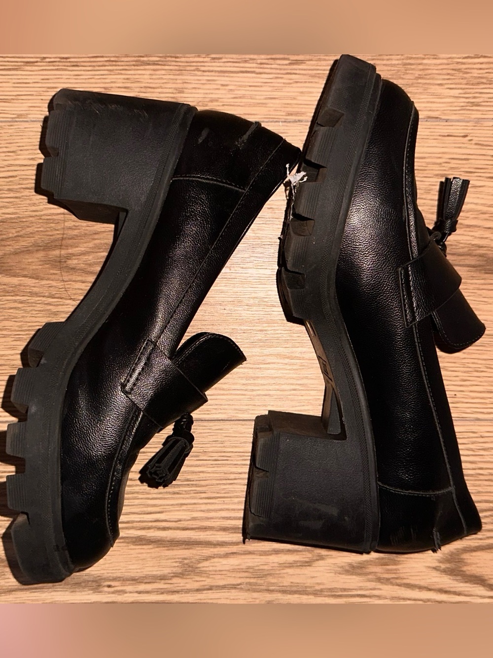 ANA Women’s Black Chunky Loafer Heels